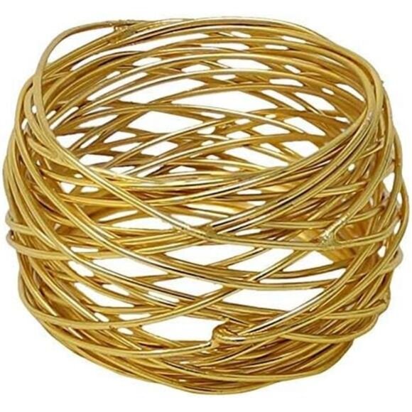 Golden Round Mesh Napkin Rings-Set of 12for Weddings Dinner Parties or Every Day - Picture 2 of 5